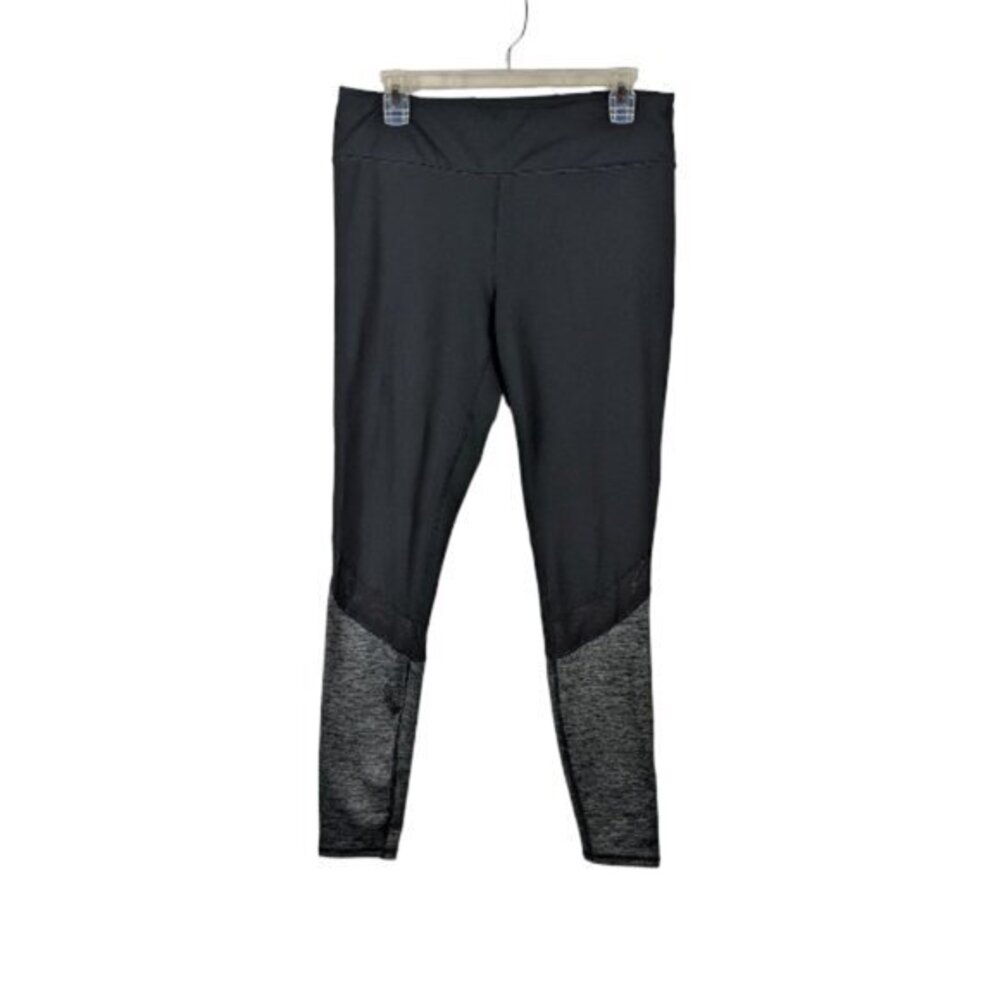 Gaiam Leggings Black Gray Colorblock Mesh Yoga Waist Athleisure Size Med #2661